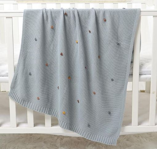 Blue Knitted Baby Blanket Dot Dazzle